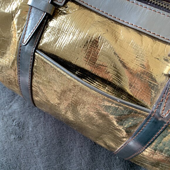 Lanvin Purse Large Tote Shoulder Bag Gold Silver Leather Lambskin Luxury Vintage - Picture 12 of 17